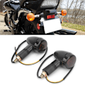Miniatyrbillede 9 af 11: 2 stk Universelle Motorcykel Blinklys Gul Lys Høj Synlighed 12V 10mm/0.4in Gevind Sort