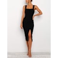 Miniatyrbillede 5 af 8: Split Thigh Tank Kjole Bodycon Festkjoler (Sort M)