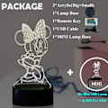 Miniatyrbilde 3 av 6: Minnie Mus & Musse Musse Fee 3D LED Nattelys Mickey Venn Figur USB Berøring Fjernkontroll 16 Farger 4 Moduser Auto-Endring Gutterom Dekor Barn Soverom Nattbord Lava