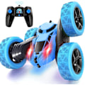 Pikkukuva 1 / 6: Kauko-ohjattava auto, 2,4 GHz kaksisuuntainen 360 ° pyörivä kauko-ohjattava telaketjuauto ajovalot, 4WD maastoajoneuvo, kauko-ohjattava kilpa-auto Blue