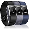 Pikkukuva 1 / 4: 3 kpl rannekkeita yhteensopivia Fitbit Charge 2:n, Classic ja Special Edition -versioiden kanssa, vaihtohihnoja Fitbit Charge 2:lle, naisille ja miehille (musta/harmaa/tummansininen - L)