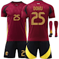 Miniatyrbilde 1 av 2: UEFA Euro 2024 Belgias hjemmebane Barnefotballsett nr. 25 Doku No.25 Doku S