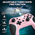 Miniatyrbilde 3 av 6: Trådløse brytere kontrollere rosa, Nintendo Switch-kontroller for Nintendo Switch/Lite/OLED/Windows PC med programmerbar/vibrasjon/turbofunksjon, bryter pink
