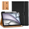 Miniatyrbilde 1 av 5: iPad Pro 11-tommers deksel M2 (2024), Premium Lær Business Folio Stativdeksel med Blyantholder - Auto Sleep/Wake Black Apple