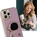 Pikkukuva 6 / 7: 6D galvanoitu astronautti piilotettu jalustakotelo iPhonelle Naiset Astronautti taittuva jalusta iPhone-kotelo kamerasuojalla Pehmeä TPU iskunkestävä puskuri Purple iPhone 14 Pro Max