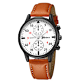 Pikkukuva 1 / 3: Miesten Retro Nahkaremmi Kellon Analogi Quartz Rannekellot Brown-1