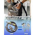 Miniatyrbilde 7 av 7: 240W 4-i-1 USB-C-kabel, Multiladerkabel med pustelys, PD 5A Multi Rask lading & Datasynk Silikon Kompatibel for iPhone Samsung Laptop Grey 2m