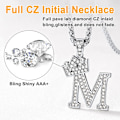 Miniatyrbillede 3 af 7: Krone Initial A-Z Halskæde, Iced Out Bogstav Vedhæng med 22-24 Tommer Kæde, Mænd Kvinder Bling Hip Hop Alfabet Navn Smykker Gave Store Initialer Halskæder M Silver