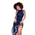 Miniatyrbillede 1 af 3: trapless Kontrast Strikket Strikket Kjole (Navy Blue L)