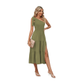 Miniatyrbillede 1 af 5: eveless Ruffle Hem Flowy Boho Maxi Kjoler (Militærgrøn L)