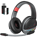 Pikkukuva 1 / 7: G08 Dual Langaton Pelikuuloke Mikrofonilla PS5:lle, PS4:lle, PC:lle, Mobiilille, Tabletille: 2.4Ghz Langaton + 5.3 Bluetooth - Kevyt - RGB-Valo - Punainen Red
