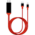 Miniatyrbild 1 av 5: [Apple-certifierad] Lightning till HDMI-adapterkabel, 1080P Digital AV Sync Audio & Video-kontakter Sladd för TV/Projektor/Monitor-6,6ft Röd