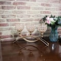 Miniatyrbilde 5 av 6: Krystall lysestaker, 3 armer bordkandelaber, skjenk skap kandelaber ornamenter bord midtpunkter for bryllup, hjemmedekor, Thanksgiving Gold Big