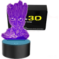 Miniatyrbillede 1 af 8: Groot 3D Natlys, Børne 7 Farve Berørings Dekor Bordlampe, Optisk Illusion 7 Farver Skiftende Julegave Fødselsdagsgaver