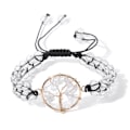 Miniatyrbillede 1 af 6: Gem Halvædelsten Krystal Runde Perler Justerbar Flettet Makrame Kvaster Armbånd - Håndlavet Boho Wrap Armbånd til Kvinder Mænd White