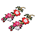 Miniatyrbillede 6 af 10: Blomster Patch 2 Blomster Lyse Farvet Polyester Special Mønster Broderet Patch til Tasker Tøj Nederdele Sko Rød