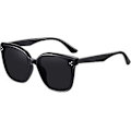 Miniatyrbilde 1 av 6: Retro Oversized Firkantede Solbriller for Kvinner Trendy Klassisk Stil Solbriller UV400 Beskyttelse B1:black