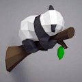 Pikkukuva 2 / 4: Sarjakuva Panda puun oksalla Lastenhuoneen taidekoriste Tytöt