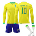 Miniatyrbild 1 av 2: 22-23 Brasilien Hemma No.10 Neymar Långärmad Fotbollströja Barn Fotbollsutrustning 28