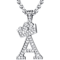 Miniatyrbillede 1 af 7: Krone Initial A-Z Halskæde, Iced Out Bogstav Vedhæng med 22-24 Tommer Kæde, Mænd Kvinder Bling Hip Hop Alfabet Navn Smykker Gave Store Initialer Halskæder A Silver