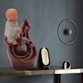 Miniatyrbillede 6 af 10: Røg Tilbageflow Røgelse Brænder Munken Buddha Kreativ Keramisk Røgelse Kar Hjem Tempel Dekor (#1)