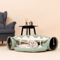 Miniatyrbild 4 av 5: Kattunnelbädd - 2 i 1 inomhus hopfällbar katt lektunnel T