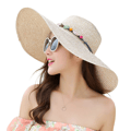 Dam halmhatt stor floppy hopfällbar strandhatt solhatt Sum Beige
