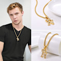 Miniatyrbillede 2 af 9: Krone Initial A-Z Halskæde, Iced Out Bogstav Vedhæng med 22-24 Tommer Kæde, Mænd Kvinder Bling Hip Hop Alfabet Navn Smykker Gave Store Initialer Halskæder N 18K Gold