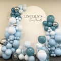 Miniatyrbillede 7 af 7: 129 stk. støvede blå balloner i forskellige størrelser 18 12 10 5 tommer latex haze blå ballonbue til festdekoration fødselsdag bryllup forlovelser Ann Haze Blue