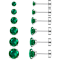 Miniatyrbild 1 av 6: 7 Par Hypoallergena Örhängen i Kirurgiskt Stål med Gänga för Brosk, Helix, Lobe | Cubic Zirconia Platt Baksida Örhängen för Kvinnor | Emerald