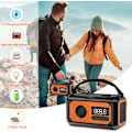 Pikkukuva 3 / 7: 12000mAh Käsikäyttöinen Hätäradio, AM/FM/NOAA, Monitoiminen Aurinkoenergialla Toimiva Radio, 2 Aurinkopaneelia, USB-Lataus, Taskulamppu & LED-Lukuvalo, SOS-Hälytin Red