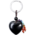 Miniatyrbilde 1 av 6: Naturlig krystallhjerte edelsten nøkkelring 7 chakra helbredende stein nøkkelring sjarm for kvinner Black Obsidian