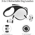 Miniatyrbilde 2 av 8: Inntrekkbar hundekobbel med avfallsposebeholder og lommelykt, 16 fot hundekobbel for små mellomstore hunder opptil 66 pund, en knappbryter og lås, 360° floke F 16ft white Large