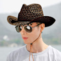 Miniatyrbild 4 av 5: Halmhatt Kvinnor Män Cowboyhatt Strand Floppy Solhatt Brätte Sum B