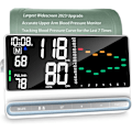 Miniatyrbillede 1 af 7: Nøjagtige blodtryksmålere 2023, Smart Track AVG BP-kurve og største widescreen LED-display, justerbar blodtryksmanchet, smart blodtryksmåler