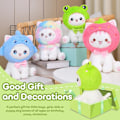Pikkukuva 8 / 8: Söpö Sammakko Kissa Pehmolelu 10\" Kawaii Kissavauva Täytetty Eläin, Kissa Sammakko Plushie Tyyny Lahja Lapsille Frog Cat