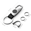 Miniatyrbillede 6 af 7: Karabinhage nøglering, nøgleringe til bilnøgle med 2 nøgleringe og anti-tabt D-ring, multifunktionelle nøgleringe til mænd og kvinder-sølv (sort læder) Silver Black Leather