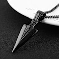 Miniatyrbillede 4 af 7: Herre Arrowhead Arrow rustfrit stål vedhæng halskæde med stål hvede kæde Black