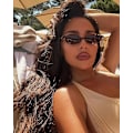Miniatyrbilde 2 av 6: Retro Ovale Solbriller for Kvinner Chic Cat Eye 90-talls Solbriller Lett Smale Shades Trendy UV-beskyttelse Solbriller Tortoise Frame - Gradient Brown Lens