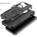 Miniatyrbild 6 av 7: Magnetiskt iPhone-fodral med stativ, kompatibelt med MagSafe, robust inbyggt stativ, militärklassat fallskydd stötsäkert för iPhone Black iPhone 14 Pro