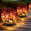 Miniatyrbild 1 av 6: Solcells Globelampor Utomhus Vattentäta - Solbollar för Trädgård - Sprickat Glasboll Solcellslampor Utomhus - Solglober för Utomhus - Utomhusdekorationer för P Gradient red2