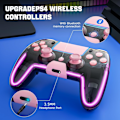 Pikkukuva 5 / 6: Langaton ohjain PS4:lle, jossa Hall 3D -ohjaussauvat/RGB LED -valot/ohjelmointitoiminto, vaaleanpunainen PS4-ohjain, etäohjain, peliohjain, peliohjain P:lle Pink