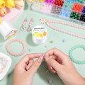 Miniatyrbilde 6 av 7: 2 ruller elastisk snor til armbånd, elastisk magisk elastisk snor perlekjede smykke tråd for armbånd, halskjeder, leireperler, ponnyperler (hvit) White
