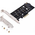 Miniatyrbillede 1 af 5: Dual M.2 PCIe-adapter, M2 SSD NVME (m-nøgle) eller SATA (b-nøgle) 22110 2280 2260 2242 2230 til PCI-e 3.0 x 4 Host Controller-udvidelseskort med lav profil