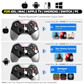 Miniatyrbild 2 av 7: Bluetooth-kontroller för Switch/PC/iPhone/Android/Apple Arcade MFi-spel/TV/Steam, trådlös spelkontroll med telefonklämma med nyligen lanserad L Black