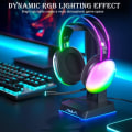 Miniatyrbilde 4 av 8: USB-spillhodetelefon med mikrofon for PC, RGB-regnbuebelysning, virtuell 7.1 surroundlyd, 50 mm driver, myke minneøreputer, kablet bærbar datamaskin stasjonær datamaskin Black