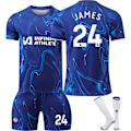 Pikkukuva 1 / 5: Jalkapallopaitasetti, Chelsea NO.24 James jalkapallopaita pojille ja tytöille, hengittävä nopeasti kuivuva jalkapallopuku XS