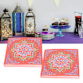 Miniatyrbilde 10 av 10: 40 ark servietter vevshåndkle papir Ramadan mønster 4 lag høyabsorberende for festmiddag (rød fargerik mønster)