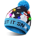 Miniatyrbild 1 av 6: LED-upplyst mössa, stickad beanie med färgglada LED-lampor, överraskande julklapp, semester- och födelsedagspresent till barn, pojkar och flickor