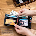 Miniatyrbillede 3 af 6: RFID-punge til mænd - Slim Bifold ægte læder pung til forlommen med 2 ID-vinduer QB-05 (sort) Black